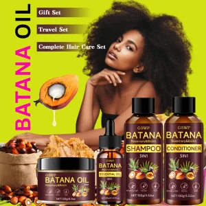 GSWP Batana Oil Shampoo, Conditioner, Cream, Hair Oil Set. Complete Hair Care Regimen: Gently Cleanses, Deeply Moisturizes. 4pcs