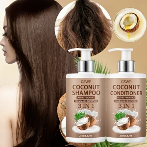 GSWP Coconut Shampoo & Conditioner Set, Gently cleanses, Moisturizes and nourishes Reduces frizz, split ends.250g+250g