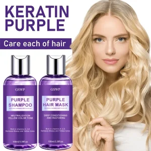 GSWP Purple Shampoo & Hair Mask Set, Neutralize Yellow & Brassy Tones, Deep Conditioning Repair Damaged Hair.100+100ml