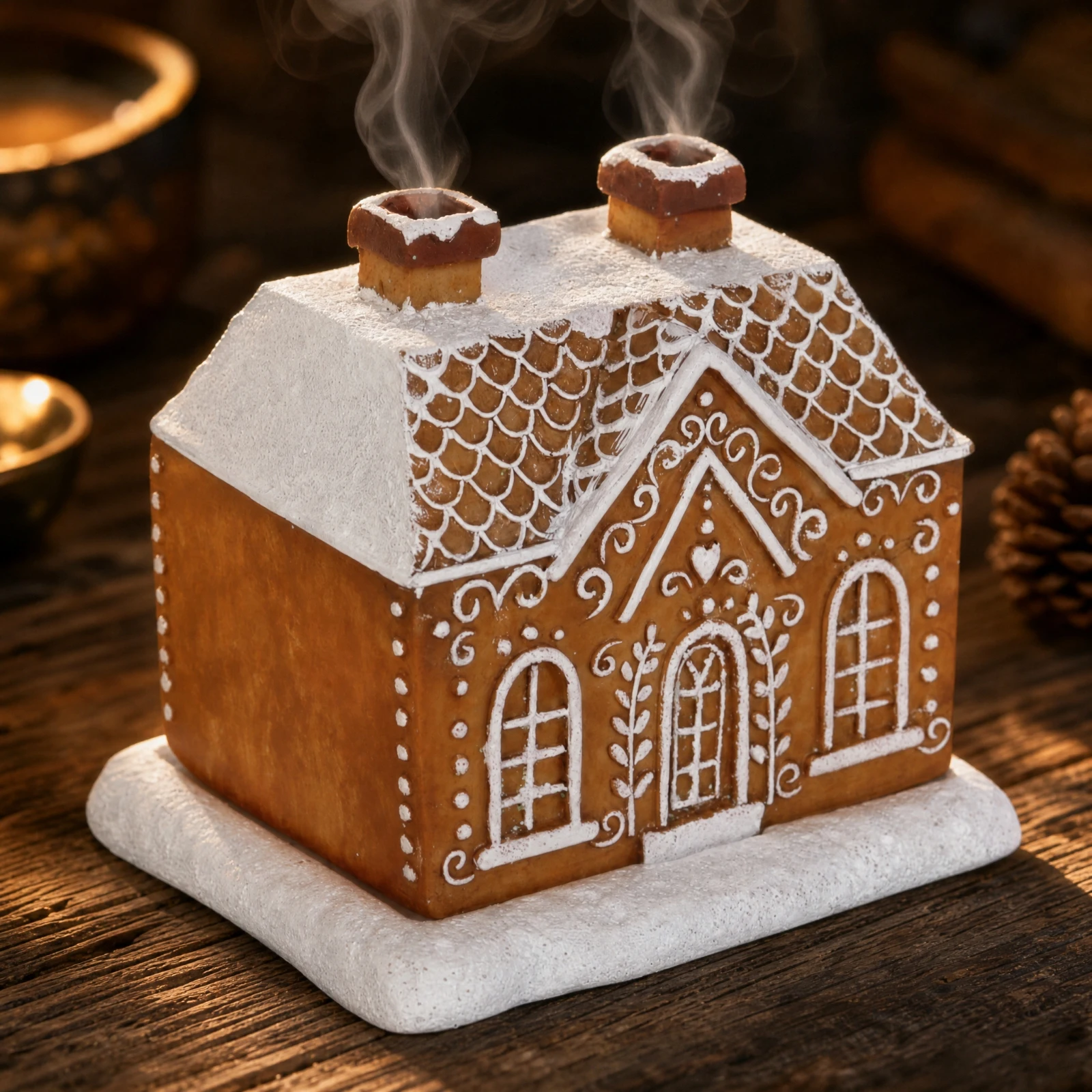 Gingerbread House Incense Cone Burner Holiday Gingerbread House Candle Holder Ornament Resin Cone Holder Christmas - Image 2