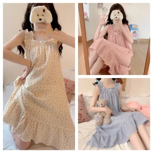 Girls Summer Loungewear Lace Camisole Nightdress Women Ladies Korean-Style Loose Nightdress Soft Thin Cool HomeWear Woman Casual