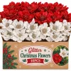 Glitter Artificial Poinsettia Flowers Christmas Tree Ornament Fake Flower Picks Xmas Wreath Vase Bouquet Home Party Decoration