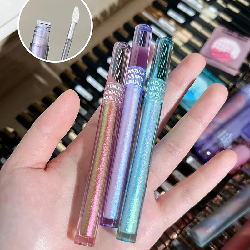 Glitter Chameleon Eye Makeup Multichrome Shimmer Eyeshadow Duochrome Stick Shine Chrome Highlighter Pen Party Luminous Cosmetics - Image 5