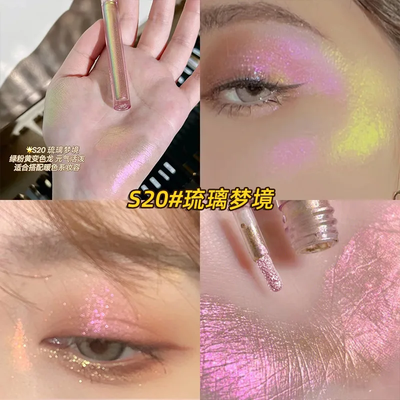 Glitter Chameleon Eye Makeup Multichrome Shimmer Eyeshadow Duochrome Stick Shine Chrome Highlighter Pen Party Luminous Cosmetics - Image 6