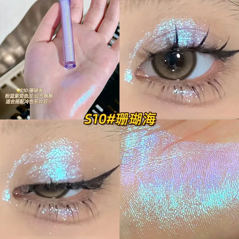Glitter Chameleon Eye Makeup Multichrome Shimmer Eyeshadow Duochrome Stick Shine Chrome Highlighter Pen Party Luminous Cosmetics - Image 4
