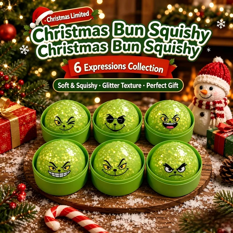 Glitter Green Dumpling with Steamer Squeeze Buns Relieve Stress for Christmas Party Gift Navidas Xmas 2027 New Year Gift