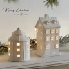 Glowing Ceramics Village House LED Light Up Porcelains Statue Figurine Festival Home Desktop Decors Christmas Ornament