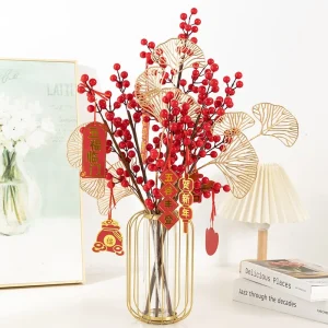 Gold Artificial Flowers Bouquet Fake Plant Ornament for Home Room Decor Christmas Decoration New Year Navidad Gifts Accessories