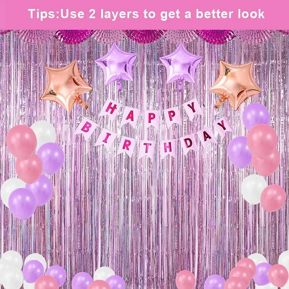 Gold Foil Curtain Fringe Pink For Backdrop Party Back Drop Photo Booth Wedding Graduations Birthday Christmas Event - Image 3