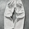 Gothic Print Drawstring Waist Loose Casual Sweatpants, Thin Fabric Casual Joggers, Suitable for Daily Wear, Outings