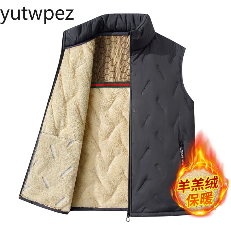 Graphene Heating Men's Winter Vest Lambswool Lined Warm Padded Waistcoat Outdoor Hiking Climbing Running Sports Casual Outerwear - Image 2