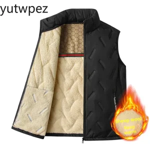 Graphene Heating Men's Winter Vest Lambswool Lined Warm Padded Waistcoat Outdoor Hiking Climbing Running Sports Casual Outerwear