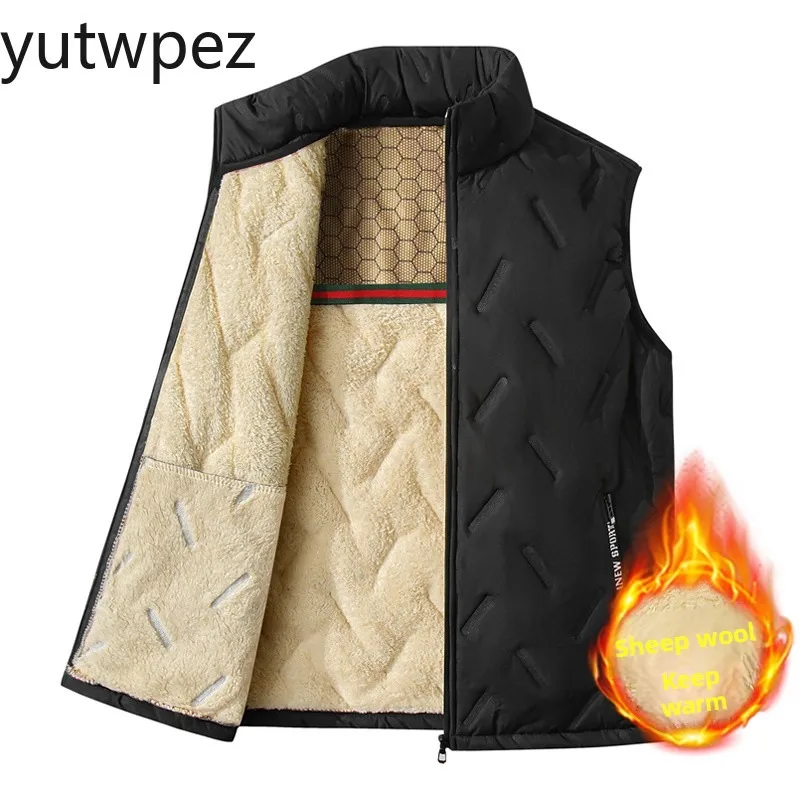 Graphene Heating Men's Winter Vest Lambswool Lined Warm Padded Waistcoat Outdoor Hiking Climbing Running Sports Casual Outerwear