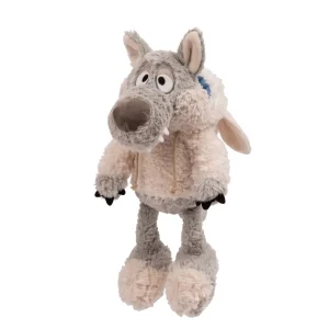 Gray Wolf Plush Toy Soft Stuffed Animal Pillow Cartoon Wolf Doll Cute Furry Cuddly Toy Kids Birthday Christmas Gift
