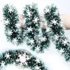 Green White Christmas Tinsel Metallic Xmas Garland with Snowflake Ornaments for Christmas Tree Decorations Hanging Holiday Decor