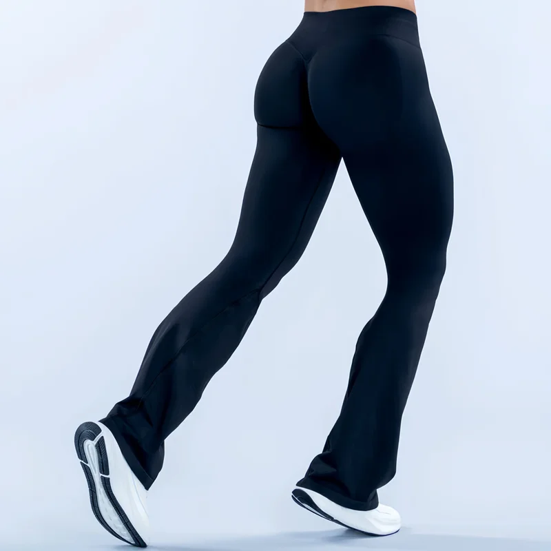 HISTELLO Sports Flared Leggings Seamless Women Yoga Pants Scrunch Butt Lift Tummy Control Fitness Gym Workout Leggings - Image 4