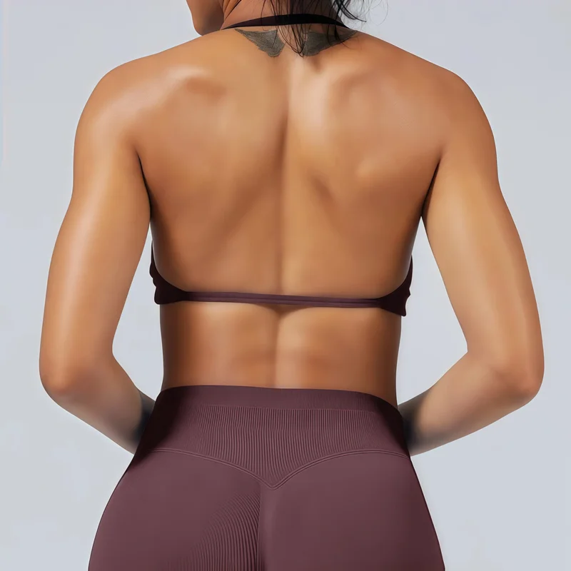 HISTELLO Strappy Bra Women Seamless Gym Underwear High Support Halter Sexy Sports Pilates Clothing Push-up Yoga Workout Tank Top - Image 2