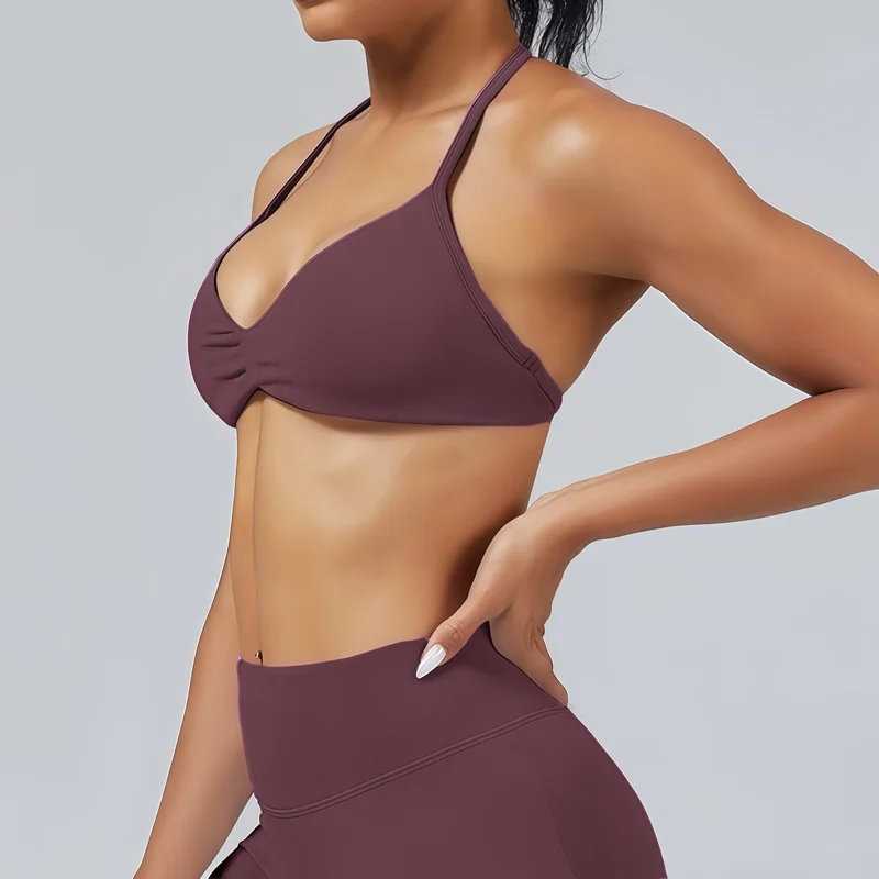HISTELLO Strappy Bra Women Seamless Gym Underwear High Support Halter Sexy Sports Pilates Clothing Push-up Yoga Workout Tank Top - Image 4
