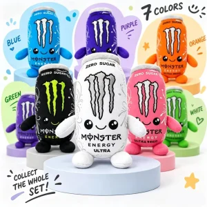 HOT- Monster Plush White Energy Drink Plush Toy Simulation Can Stuffed Doll Cute Soft Figure Decor Gift Friend Home Ornament