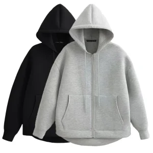 HXAO Women's Hoodie Oversized Zip up Hoodies Women Autumn Winter Long sleeve Outerwears Sweatshirt with zipper Y2k Hoodie Top