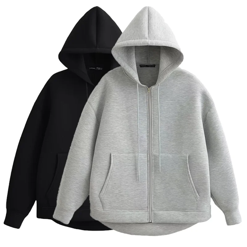 HXAO Women's Hoodie Oversized Zip up Hoodies Women Autumn Winter Long sleeve Outerwears Sweatshirt with zipper Y2k Hoodie Top