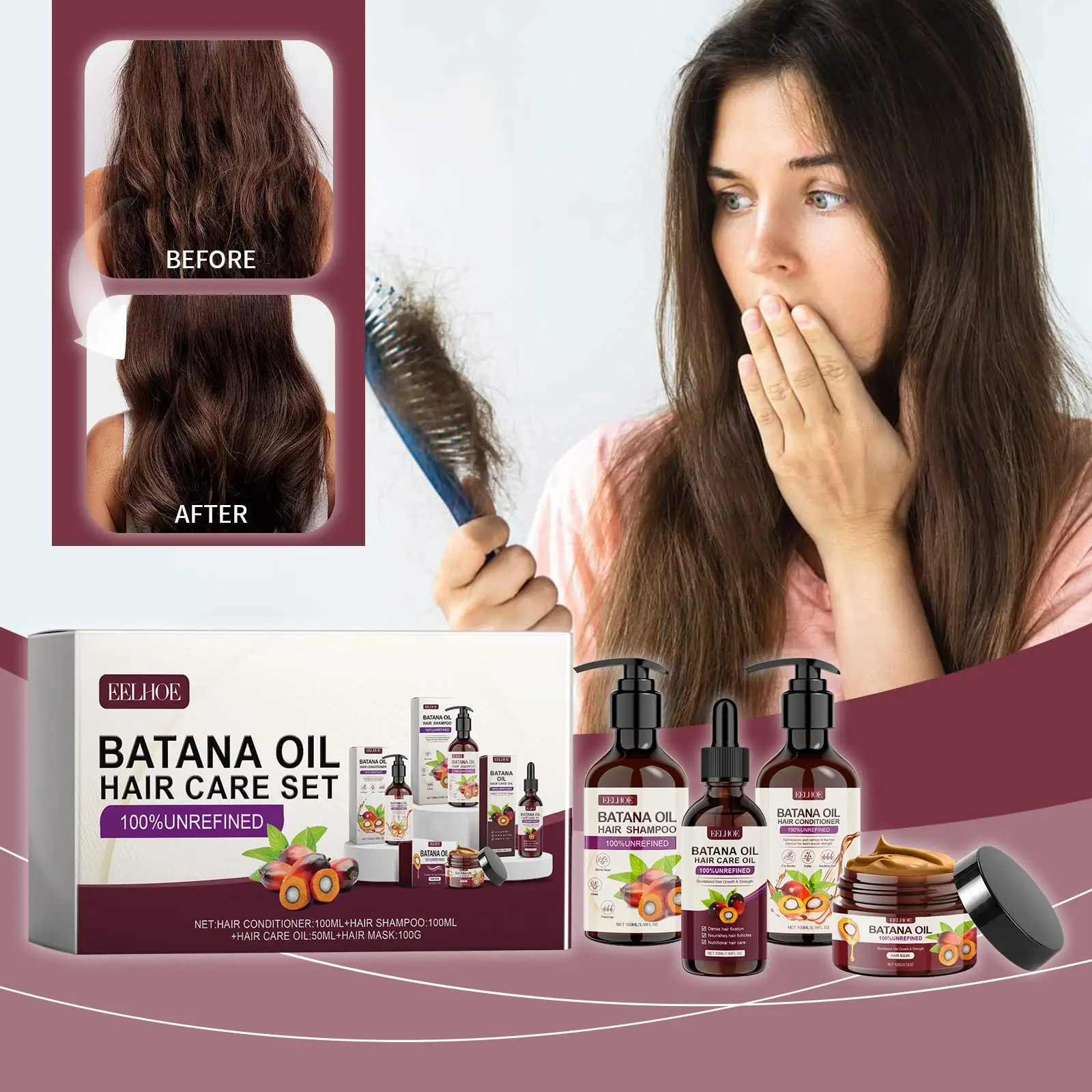 Hair Care Set Shampoo Conditioner Hair Mask Repair Oil Nourish Smooth Frizz Dry Damaged Hairs Treatment Moisturizing Silky Soft