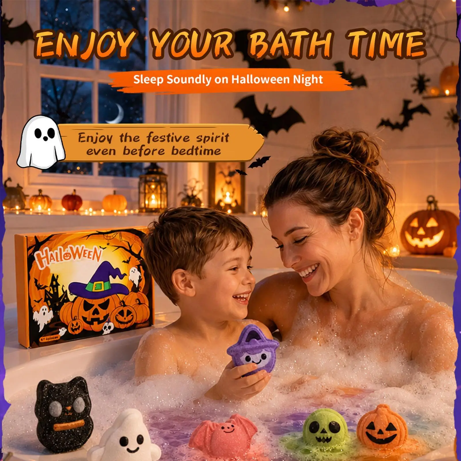 Halloween Bath Bombs Set 6 Pack With Toys Inside Colorful Fizzing Natural Bubble Bath Gift For Kids Boys Girls Holiday Party Spa - Image 2