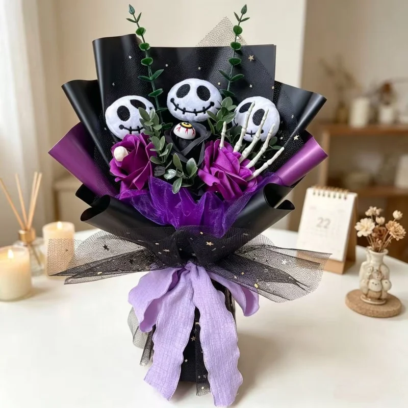 Halloween Jack Skellington Plush Bouquet Doll Toys Stuffed Terror Skull Ghost Hallowmas Birthday Christmas Valentine Gifts - Image 6