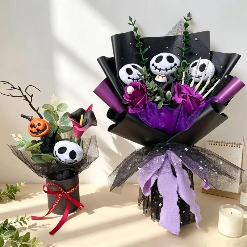 Halloween Jack Skellington Plush Bouquet Doll Toys Stuffed Terror Skull Ghost Hallowmas Birthday Christmas Valentine Gifts - Image 3
