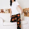 Halloween Pumpkin Flannel Sleep Pants, Black Warm Cozy Lounge Pants for Couples, Perfect for Party Outfits! Ideal Holiday Gift!