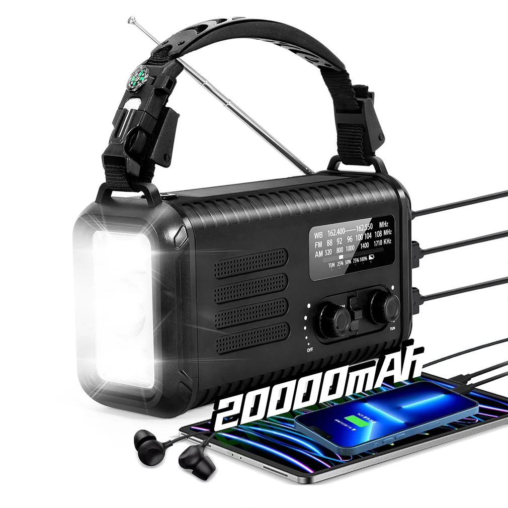 Hand Crank Generator Radio 20000mAh Emergency Radio Solar AM/FM Weather Radio SOS Alarm Power Bank Flashlight Dropshipping - Image 5