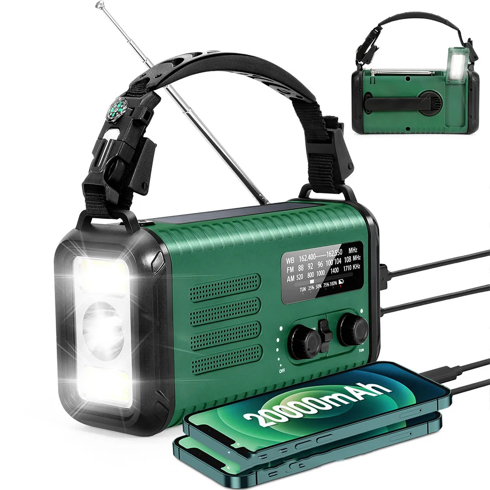 Hand Crank Generator Radio 20000mAh Emergency Radio Solar AM/FM Weather Radio SOS Alarm Power Bank Flashlight Dropshipping - Image 6