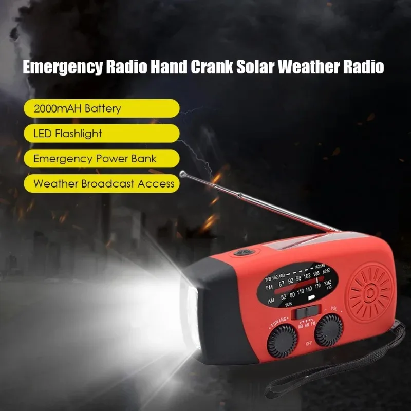 Hand Cranked Generator Power Bank Solar Weather Radio Outdoor Emergency Portable USB Interface Charging Suitable Outdoor Use - Image 2