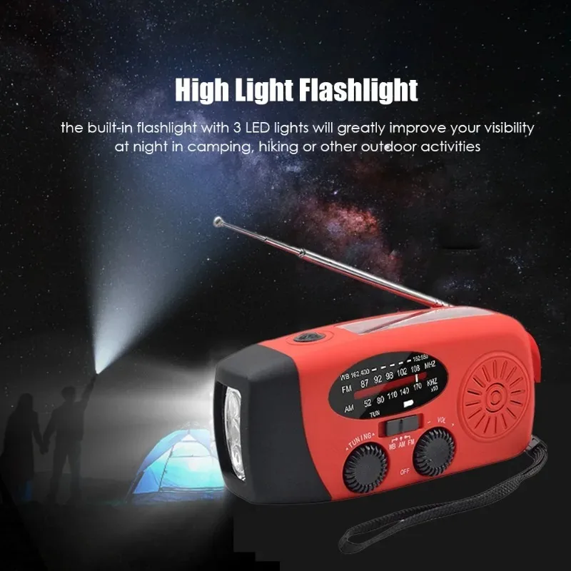 Hand Cranked Generator Power Bank Solar Weather Radio Outdoor Emergency Portable USB Interface Charging Suitable Outdoor Use - Image 4