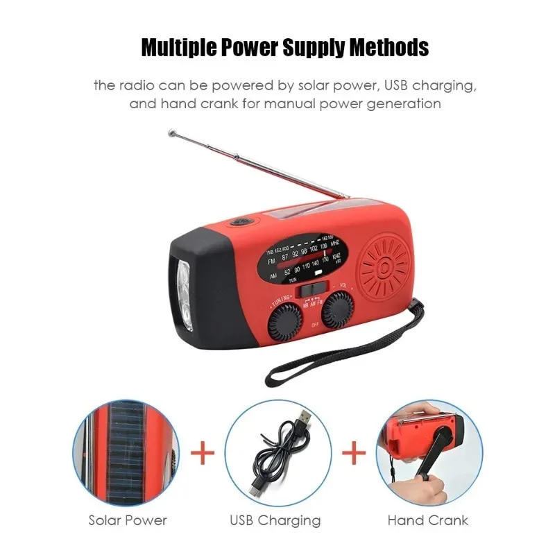Hand Cranked Generator Power Bank Solar Weather Radio Outdoor Emergency Portable USB Interface Charging Suitable Outdoor Use - Image 3