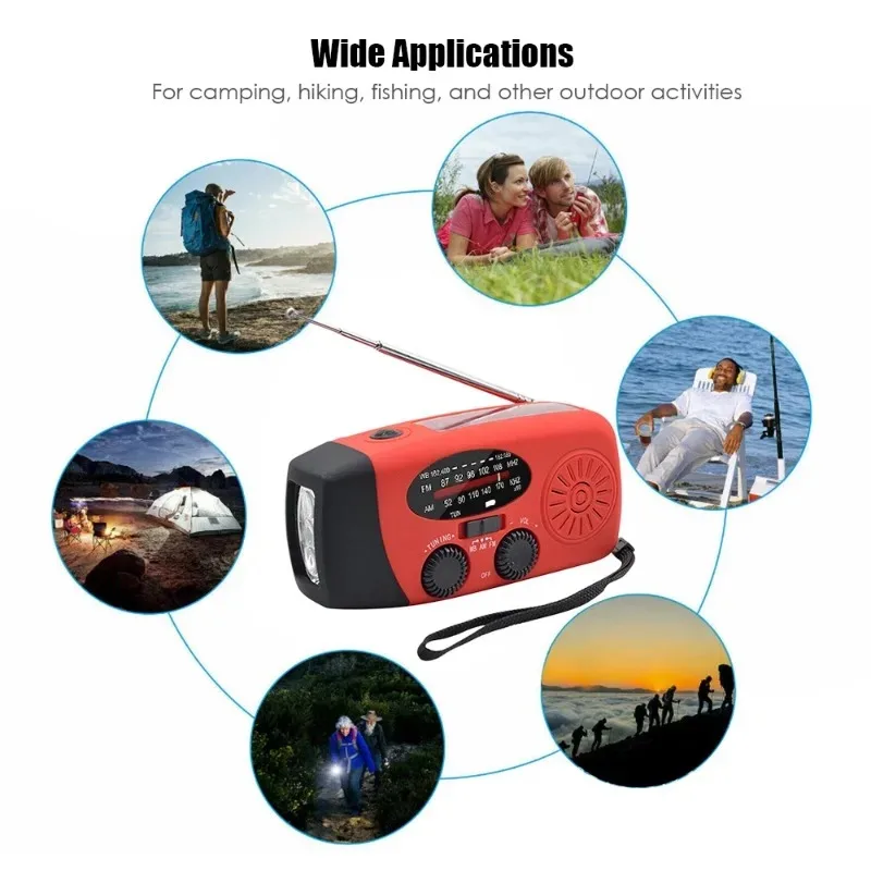 Hand Cranked Generator Power Bank Solar Weather Radio Outdoor Emergency Portable USB Interface Charging Suitable Outdoor Use - Image 5