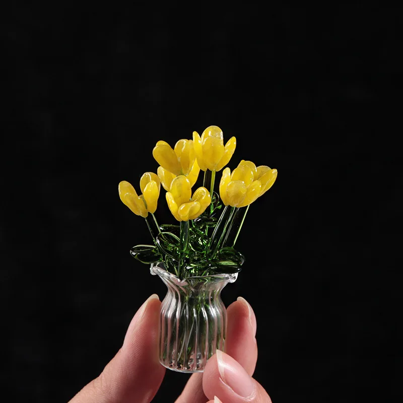 Handmade Glass Small Flowers, Glass Simulation Bouquet, Fresh Flower Arrangement, Desktop Eternal Flower Decoration Ornament - Image 3