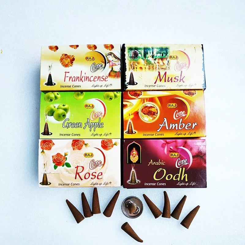 Handmade Indian Incense Frankincense Patchouli Tower Incense Cones with Metal Incense Base Buddhist Ornaments Home Fragrance - Image 5