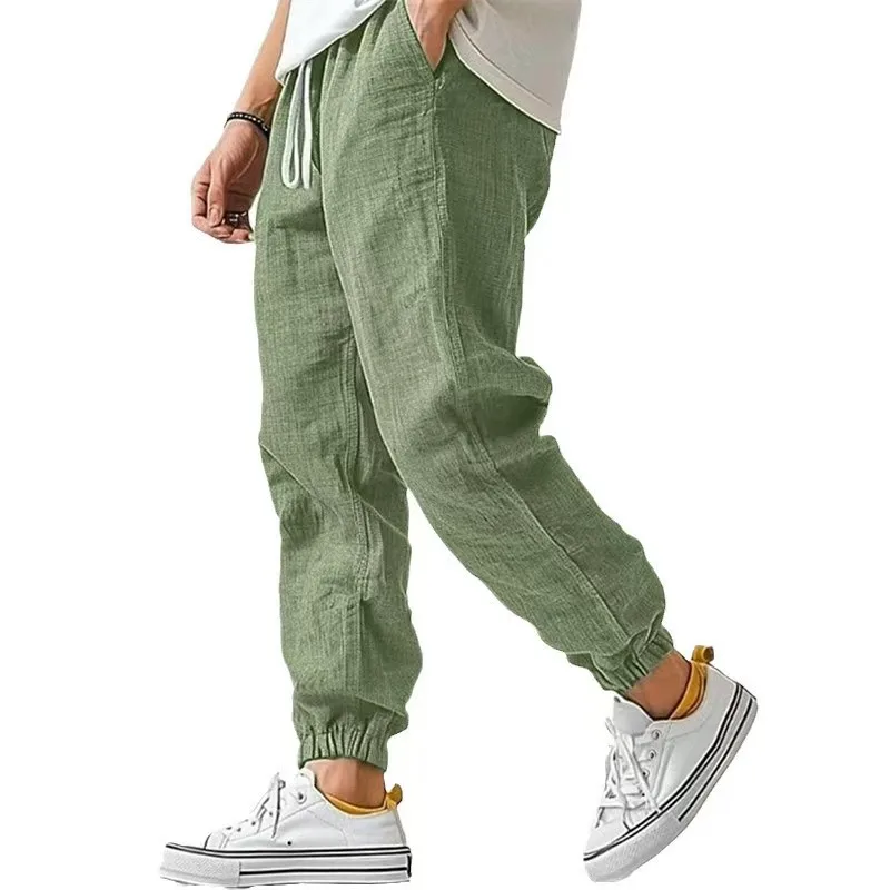 Harem Pants Cotton Linen Yoga Trousers Men Solid Color Sweatpants Joggers Sport Male Casual Gym Man Hiking Baggy Work Pants - Image 4