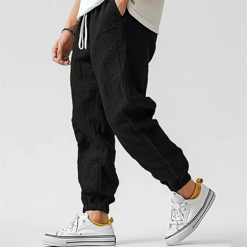 Harem Pants Cotton Linen Yoga Trousers Men Solid Color Sweatpants Joggers Sport Male Casual Gym Man Hiking Baggy Work Pants - Image 5