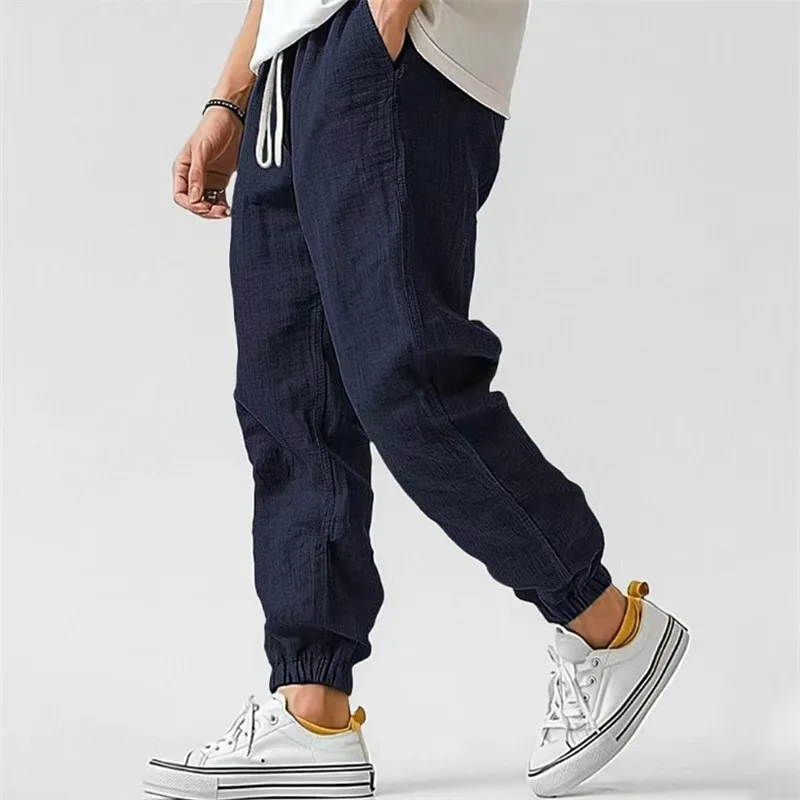 Harem Pants Cotton Linen Yoga Trousers Men Solid Color Sweatpants Joggers Sport Male Casual Gym Man Hiking Baggy Work Pants - Image 6