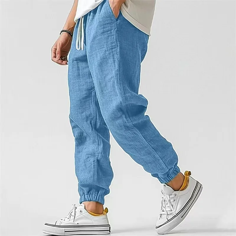 Harem Pants Cotton Linen Yoga Trousers Men Solid Color Sweatpants Joggers Sport Male Casual Gym Man Hiking Baggy Work Pants - Image 2