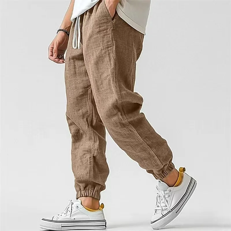 Harem Pants Cotton Linen Yoga Trousers Men Solid Color Sweatpants Joggers Sport Male Casual Gym Man Hiking Baggy Work Pants - Image 3