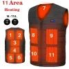 Heated Vest Men/Women Casual V-neck 11 Area USB Smart Control Temperature Heating Jacket Cotton Coat for Winter Hunting