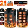 Heated Vest Winter 4 Switches 21 Zone Men/Women Casual V-Neck USB Smart Control Temperature Heating Jacket Cotton Coat