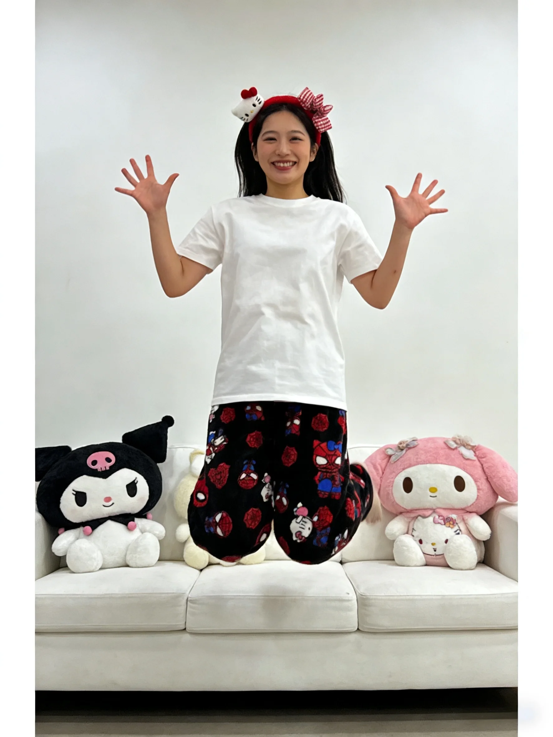 Hello Kitty Flannel Sleep Pants, Black Thickened Warm Fleece Pants, Casual Stroll Pants for Couples, Perfect for Party Outfits! - Image 4
