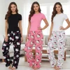 Hello Kitty cartoon cute pajamas autumn and winter men and women loose and elongated couples can be worn outside at home