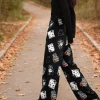 Hello Kitty flannel pajama pants, black thermal fleece pants, casual lounge pants, perfect for Halloween party!