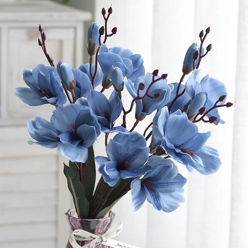 High Quality 5 Forks 20 Head Artificial Magnolia Flower For Home Living Room Table Decoration Bride Wedding Party Flower Bouquet - Image 2