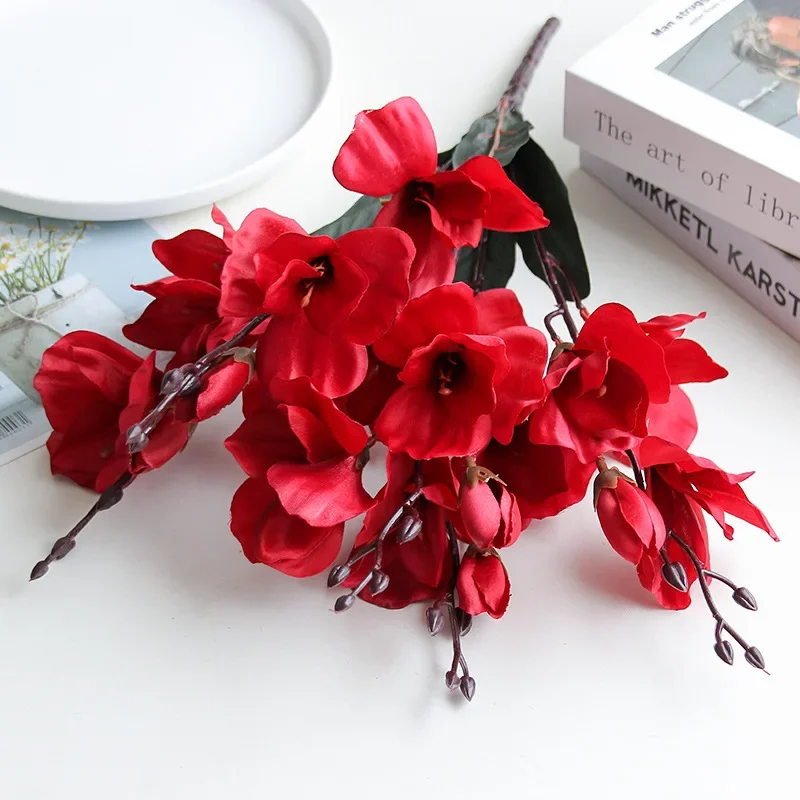 High Quality 5 Forks 20 Head Artificial Magnolia Flower For Home Living Room Table Decoration Bride Wedding Party Flower Bouquet - Image 4